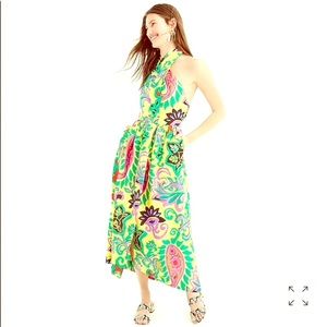 J. CREW Silk Maxi Sarong Dress Size 12 Halter Neck